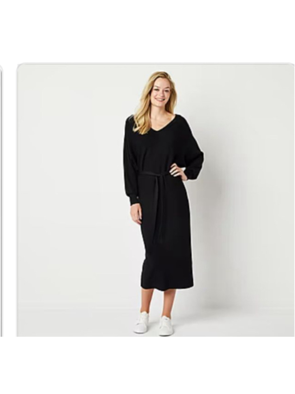 NEW ABBOTT ELEMENTARY BLACK LONG SLEEVE WAIST TIE SWEATER Dress 2X